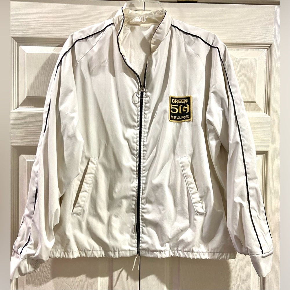 Unknown Source Nylon Jacket Sideline Print Lining Mesh 50 Years Green Logo Sz M